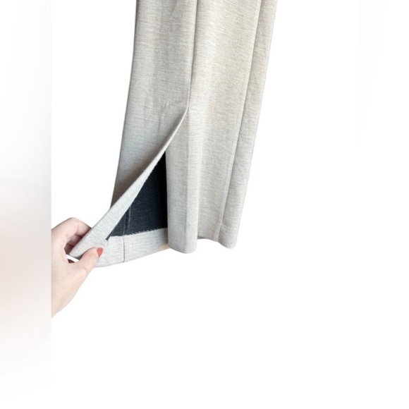 THEORY Slit Flared Demitria Pant in Double-Knit Jersey Oatmeal Size 6 - Picture 2 of 10